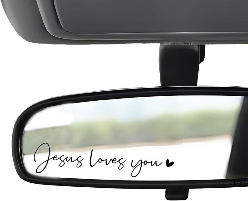 WCDHOR 2 x Jesus Love You Rearview Mirror Decal Water Bottle Stickers Affirmation Reminder Sticker Laptop Bumper Sticker Tumbler Vinyl Sticker Car Mirror Decal New Car Decor (Jesus Loves You, Black) - Image 1